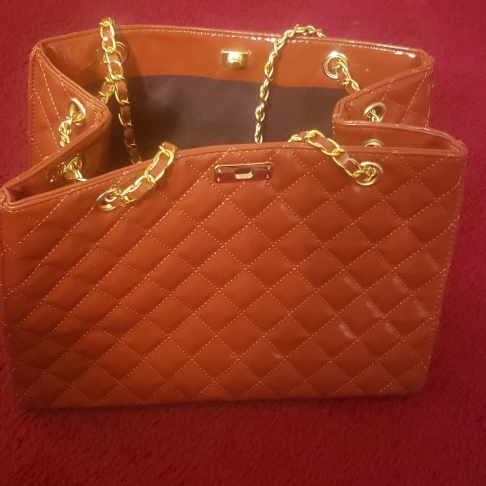 Faux patent leather purse